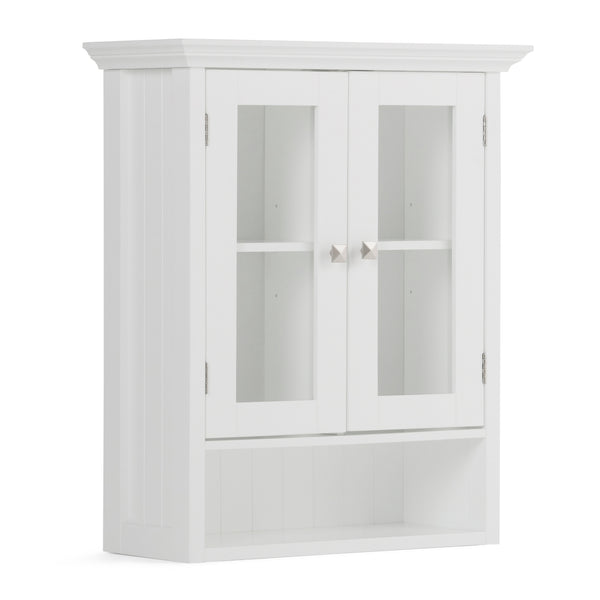 English Elm Acadian Double Door Wall Cabinet – Contemporary Pure White Storage With Adjustable Shelves & Style B136P158498