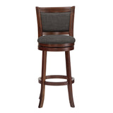 Homelegance By Top-Line Sydney Upholstered Back Swivel 29" Bar Height Stool Dark Grey Rubberwood