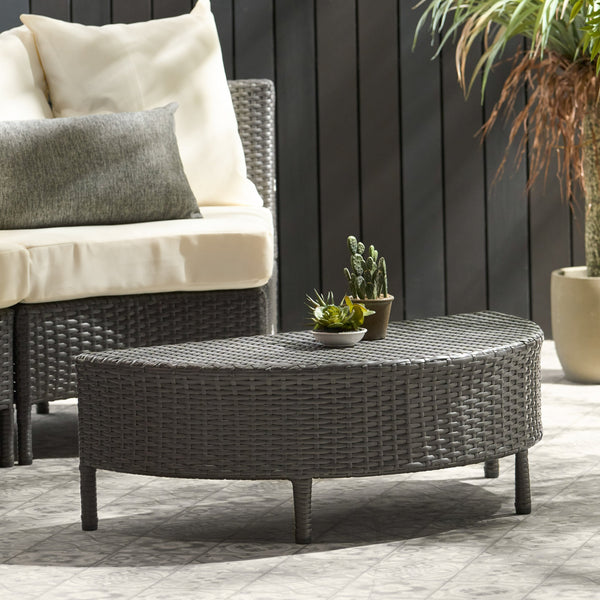 English Elm Christopher Knight Home® - PT LIMON Coffee Table – Stylish Faux Rattan & Iron Frame, No Assembly, 270 lb Capacity, Modern Low Profile Table Grey 54787.00GRY