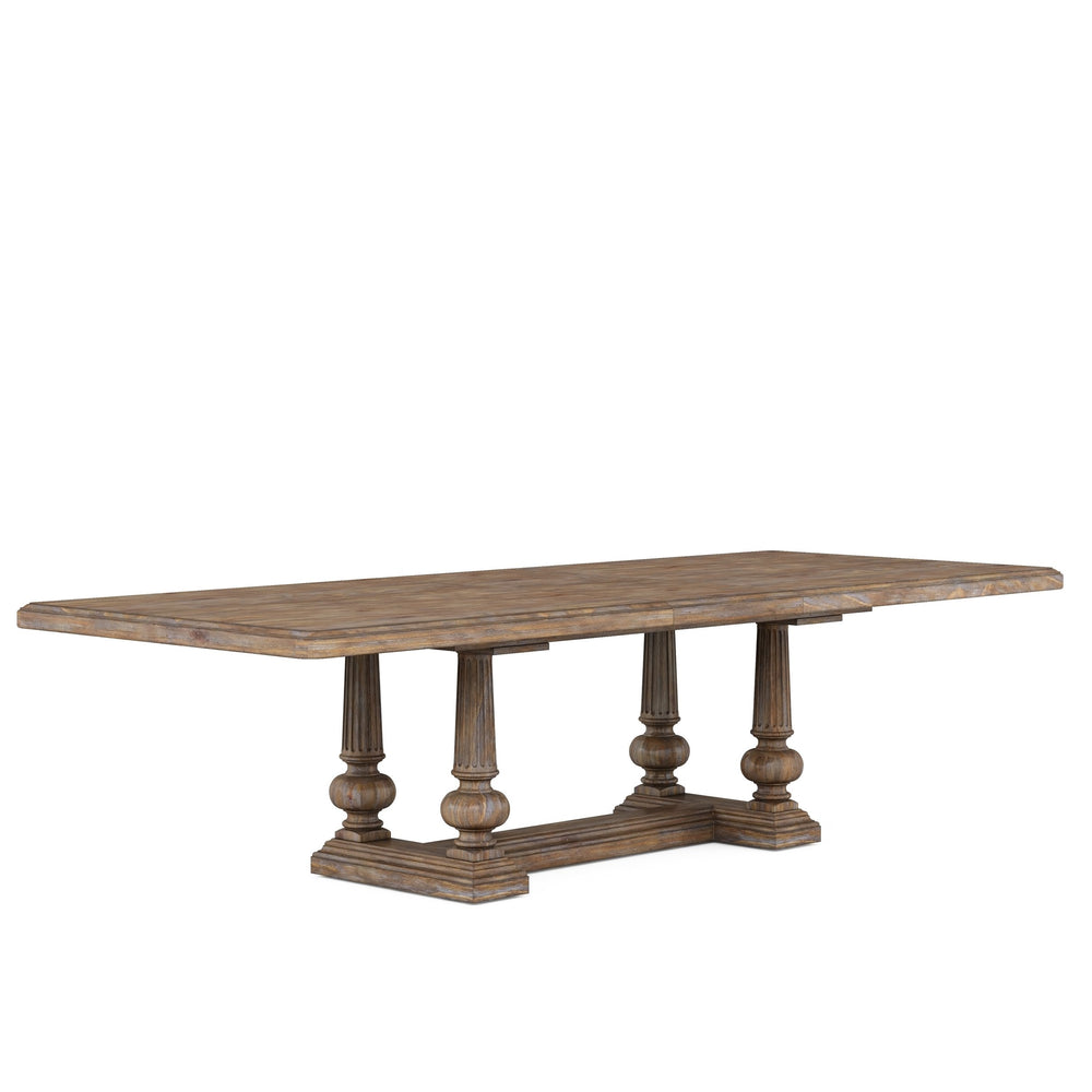 A.R.T. Furniture Architrave Trestle Dining Table – Elegant Almond Finish, Expandable From 96" To 136" For Gatherings! Brown Material, Pine Solids And Veneer,Resin 277238-2608