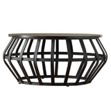 Homelegance By Top-Line Willow Metal Frame Round Cage Coffee Table Espresso Veneer