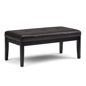English Elm Lacey Tufted Ottoman Bench - Distressed Black Vegan Leather For Stylish Entryway & Living Room Use B136P159206