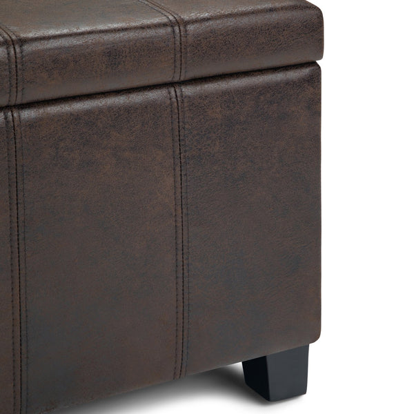 English Elm Dover Distressed Brown Storage Ottoman Bench – Stylish Vegan Leather, Child-Safe Hinge & Hidden Space B136P159038