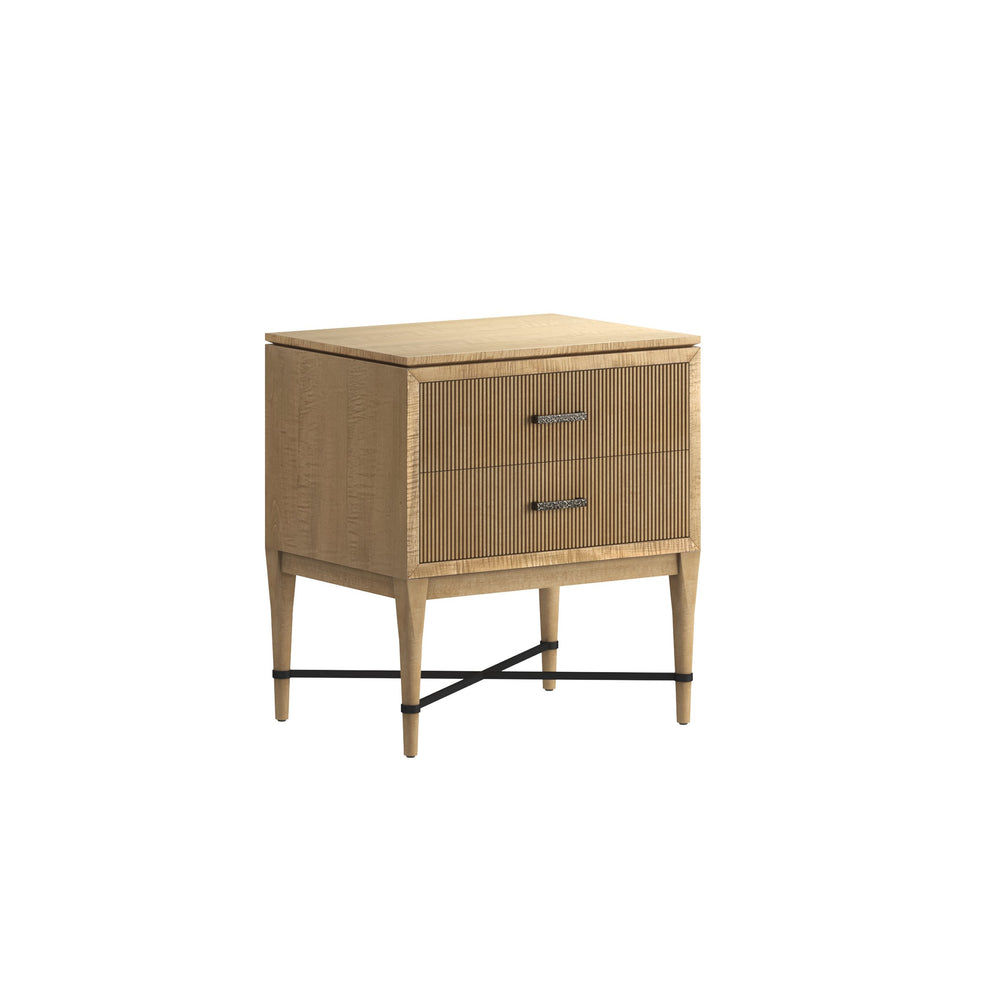 A.R.T. Furniture Loft Contemporary 2 Drawer Nightstand In Figured Maple With Grooved Drawers And Bronze Finish Bronze Material(S), Poplar,Rubberwood And Figured Maple Veneer 335140-1911