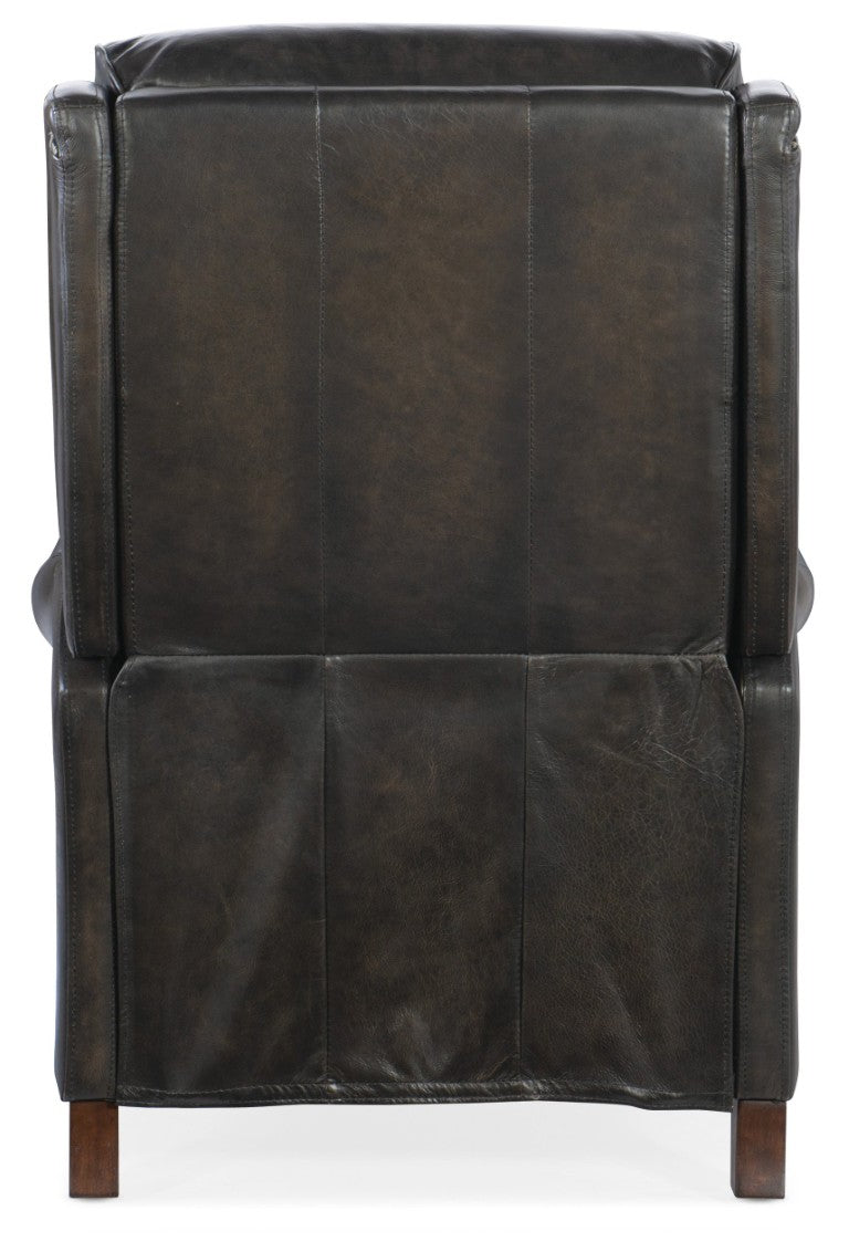 Hooker Furniture Stark Brindisi Leather Manual Push-Back Recliner With Nailhead Trim, Scoop Arms & Dark Wood Legs RC234-PB-089