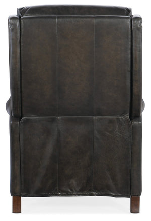 Hooker Furniture Stark Brindisi Leather Manual Push-Back Recliner With Nailhead Trim, Scoop Arms & Dark Wood Legs RC234-PB-089