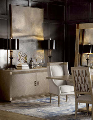 A.R.T. Furniture Cityscapes Madison Host Chair - Contemporary Wing Chair With Brass Accents & Exposed Wood Detail Beige, Brown Parawood Solids,Quarter Oak Veneer,Brass Accent Metal,And Upholstery 232200-2323