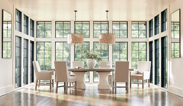 Bernhardt Bernhardt Aventura Dining Table With Marcona White Oak Top, Tusk Pedestals & Two 20" Removable Leaves K1858