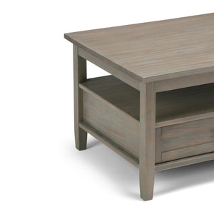 English Elm Warm Shaker Solid Wood Coffee Table - 48" Distressed Grey With Hidden Storage & Classic Style B136P159699-GIGA