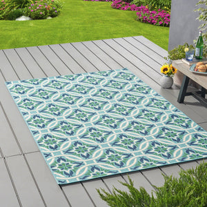 English Elm Christopher Knight Home® - MERIDIAN Blue Polypropylene Rug 5'3" x 7'6" Machine Woven Loop Pile Durable Indoor Rectangular Mat 64166.00