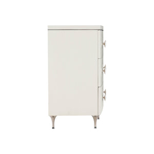 Bernhardt Bernhardt Silhouette Dresser With 9 Soft-Close Drawers, Eggshell Finish, Polished Steel & Kabebe Shell Accents 307054