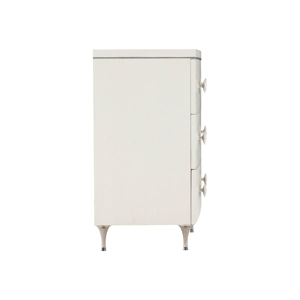 Bernhardt Bernhardt Silhouette Dresser With 9 Soft-Close Drawers, Eggshell Finish, Polished Steel & Kabebe Shell Accents 307054