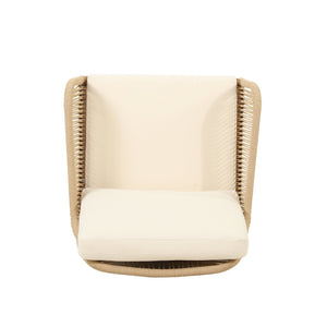 English Elm Christopher Knight Home® - Outdoor Teak Acacia 4-Piece Chat Set with Rope Weave, Water-Resistant Cushions, Loveseat & 2 Chairs 73424.00LBGE