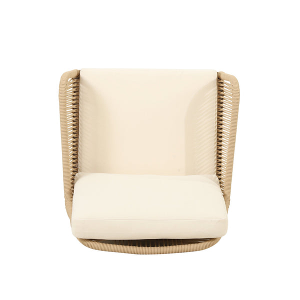 English Elm Christopher Knight Home® - Outdoor Teak Acacia 4-Piece Chat Set with Rope Weave, Water-Resistant Cushions, Loveseat & 2 Chairs 73424.00LBGE