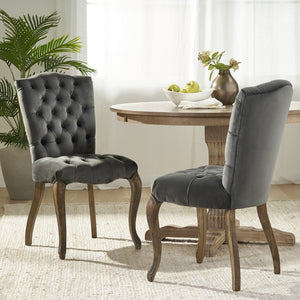 Christopher Knight Home® - Noble House - Moira Charcoal velvet Dining Chairs (Set of 2)