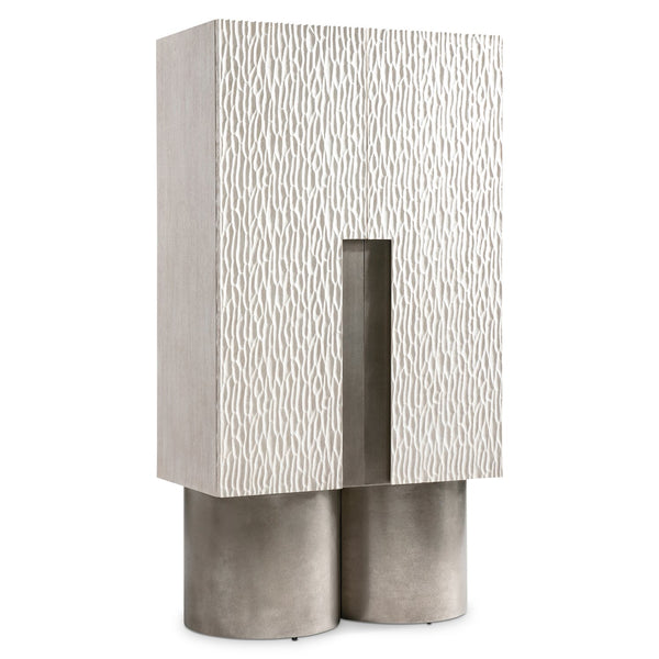 Bernhardt Bernhardt Solaria Bar Cabinet With Weathered Bone Ash & Oak, Nickel Accents, Wine Storage, Led Light 310840