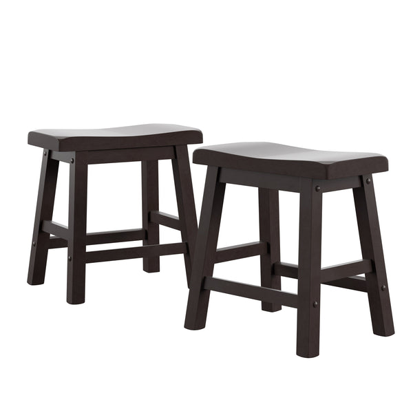 Homelegance By Top-Line Barrett Saddle Seat 18-inch Backless Stools (Set of 2) Black Rubberwood