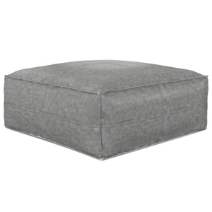 English Elm Brody Large Square Pouf - Distressed Grey Vegan Leather Coffee Table, Extra Seating & Footrest B136P159350