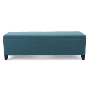 English Elm Ottoman Bench Seat with Lift Top Hidden Storage Polyester Upholstered Entryway Piece Teal 60159.00DTE