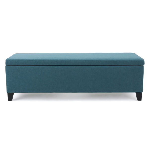 English Elm Ottoman Bench Seat with Lift Top Hidden Storage Polyester Upholstered Entryway Piece Teal 60159.00DTE