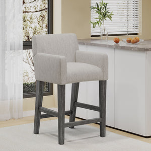 English Elm Upholstered Counter Stool with Rubberwood Frame for Kitchen Island or Home Bar 71252.00LGRY