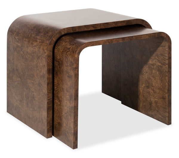 Hooker Furniture Archives Nesting Tables With Classic Walnut Ash Burl Veneer, 2-Piece Space-Saving End Tables Set 6123-80313-89