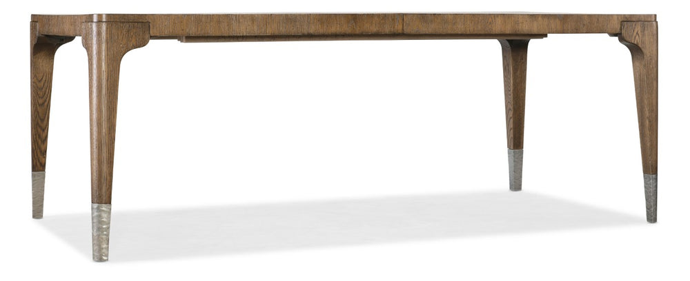 Hooker Furniture Chapman White Oak Extendable Dining Table In Sorrel With Hand‑Hammered Pewter Accents, 24" Leaf 6033-75200-85