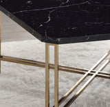 English Elm Steve Silver - Daxton - Faux Marble Top Square Cocktail Table - Black