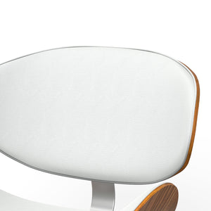 English Elm Marana Dining Chair - Elegant Mid-Century Modern Design In White Vegan Faux Leather & Bentwood Frame B136P158921