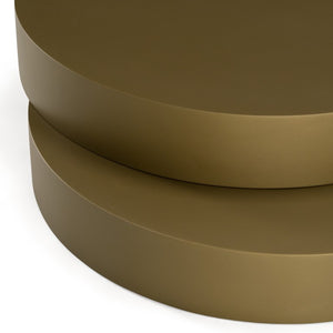 VIG Furniture Grayson Glam Brushed Bronze Asymmetrical Double Round Coffee Table — Metallic Sculptural Centerpiece VGODLZ-218C