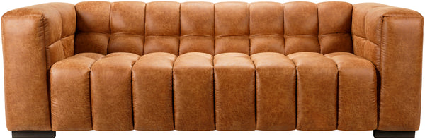 Grenoble GRB-003 29"H x 94"W x 34"D Sofa GRB-003  Upholstery: Medium Brown; Base: Black Surya