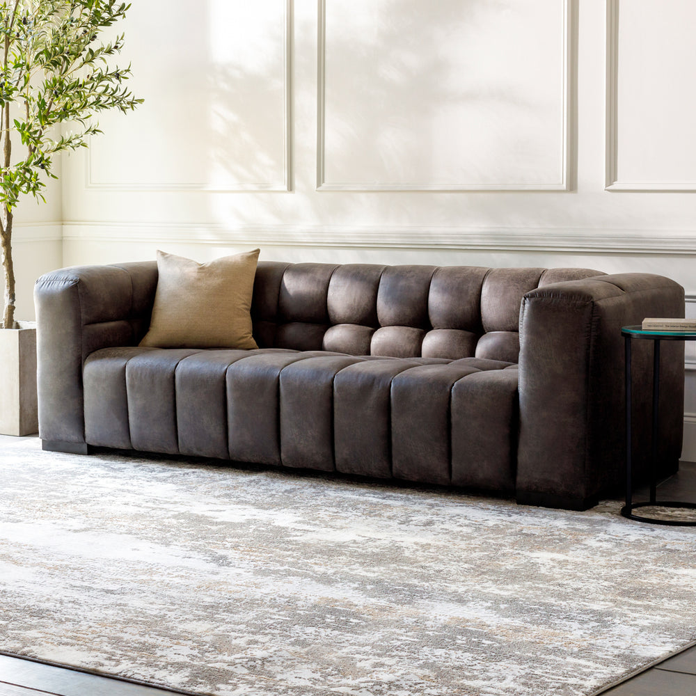 Grenoble GRB-001 29"H x 94"W x 34"D Sofa GRB-001  Upholstery: Black; Base: Black Surya