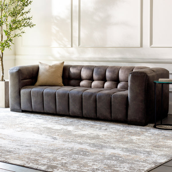 Grenoble GRB-001 29"H x 94"W x 34"D Sofa GRB-001  Upholstery: Black; Base: Black Surya