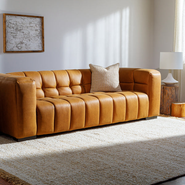 Grenoble GRB-002 29"H x 94"W x 34"D Sofa GRB-002  Upholstery: Brown; Base: Black Surya