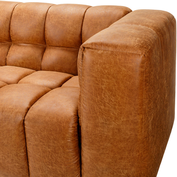 Grenoble GRB-003 29"H x 94"W x 34"D Sofa GRB-003  Upholstery: Medium Brown; Base: Black Surya