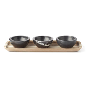 Lenox LX Collective Tray with 3 Dip Bowls Black, WHITE MARBLE,STONE 895306