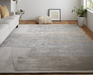 Feizy Rugs Anya Modern Watercolor-inspired Hand-tufted Wool And Viscose Rug For Contemporary Spaces Ivory,Gray Wool,Viscose Any8921fgryivye10