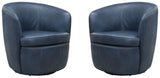 Parker Living Barolo - Vintage Navy 100% Italian Leather Swivel Club Chair - Set of 2 Vintage Navy SBAR#912S-2-VGNV Parker House