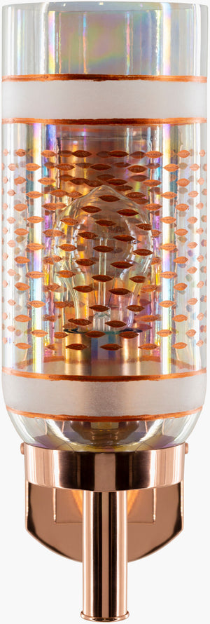 Surya Greger Elegant Wall Sconce - 12" Tall Durable Metal & Glass Accent For Inviting Indoor Ambiance Fixture, Metallic ,Copper,Base, Metallic ,Copper Iron,Glass Grg-001