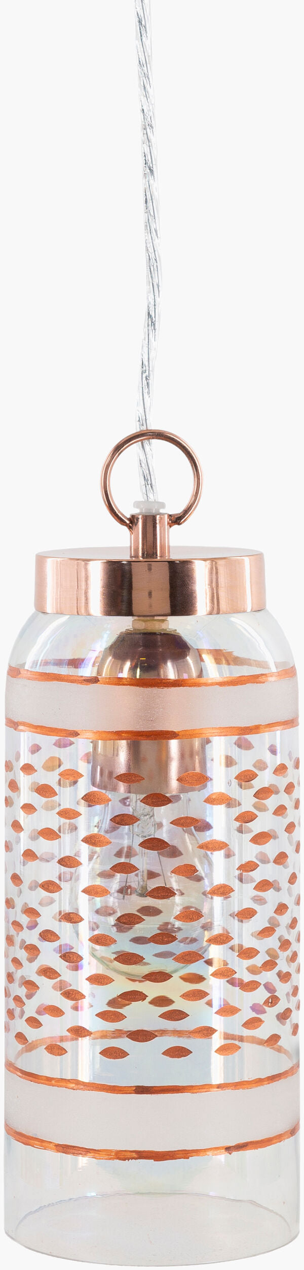 Surya Greger Pendant Light - 12" Stylish Metal & Glass Fixture To Elevate Your Home Décor & Ambiance Fixture, Metallic ,Copper,Base, Metallic ,Copper,Cord, Translucent Iron,Glass Grg-002