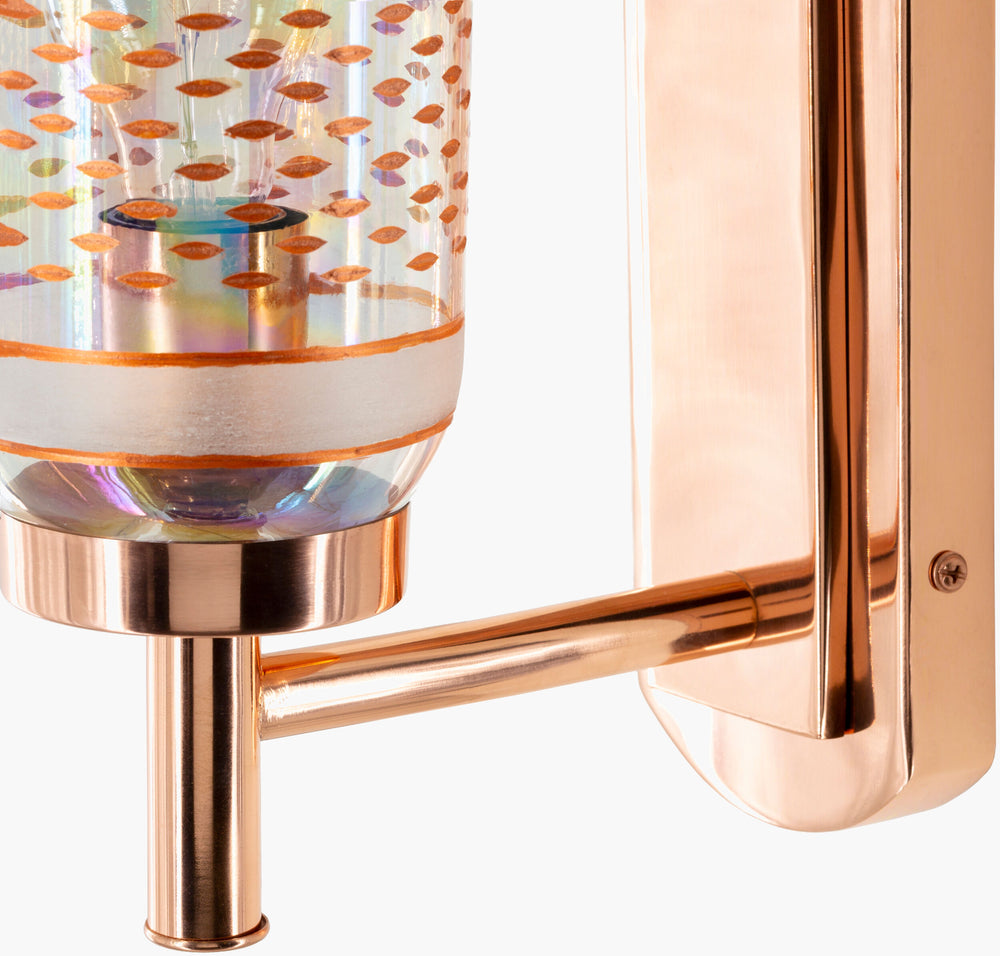 Surya Greger Elegant Wall Sconce - 12" Tall Durable Metal & Glass Accent For Inviting Indoor Ambiance Fixture, Metallic ,Copper,Base, Metallic ,Copper Iron,Glass Grg-001