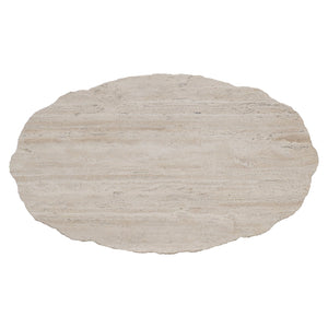 Bernhardt Bernhardt Oval Travertine Cocktail Table With Chiseled Edge And Oil‑Rubbed Bronze Geometric Base — Transitional Centerpiece (48.13"W X 28.19"D X 18.75"H) 414013