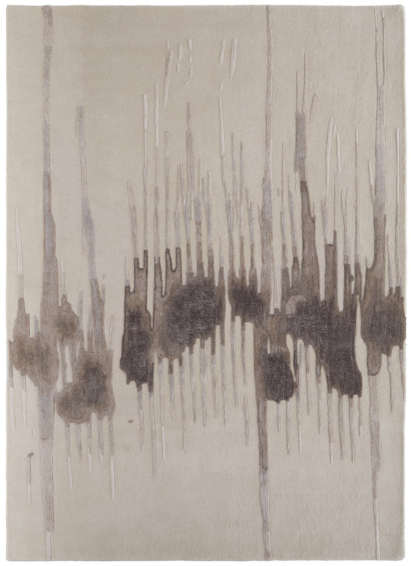 Feizy Rugs Anya Modern Watercolor-inspired Hand-tufted Wool And Viscose Rug For Contemporary Spaces Ivory,Brown,Taupe Wool,Viscose Any8882fgrybrng00