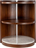 Gerald GRLD-001 24"H x 20"W x 20"D End Table GRLD001-242020  Top: Dark Brown; Base: Dark Brown, White Surya