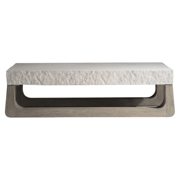 Bernhardt Bernhardt Bristol Outdoor Cocktail Table With Sand Grey Grc Top & Weathered Teak Sculptural Base K1862