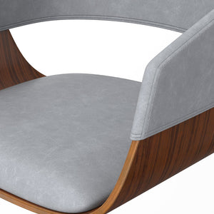 English Elm Lowell Adjustable Swivel Bar Stool - Modern Stone Grey Vegan Leather & Bentwood Comfort Design B136P158834