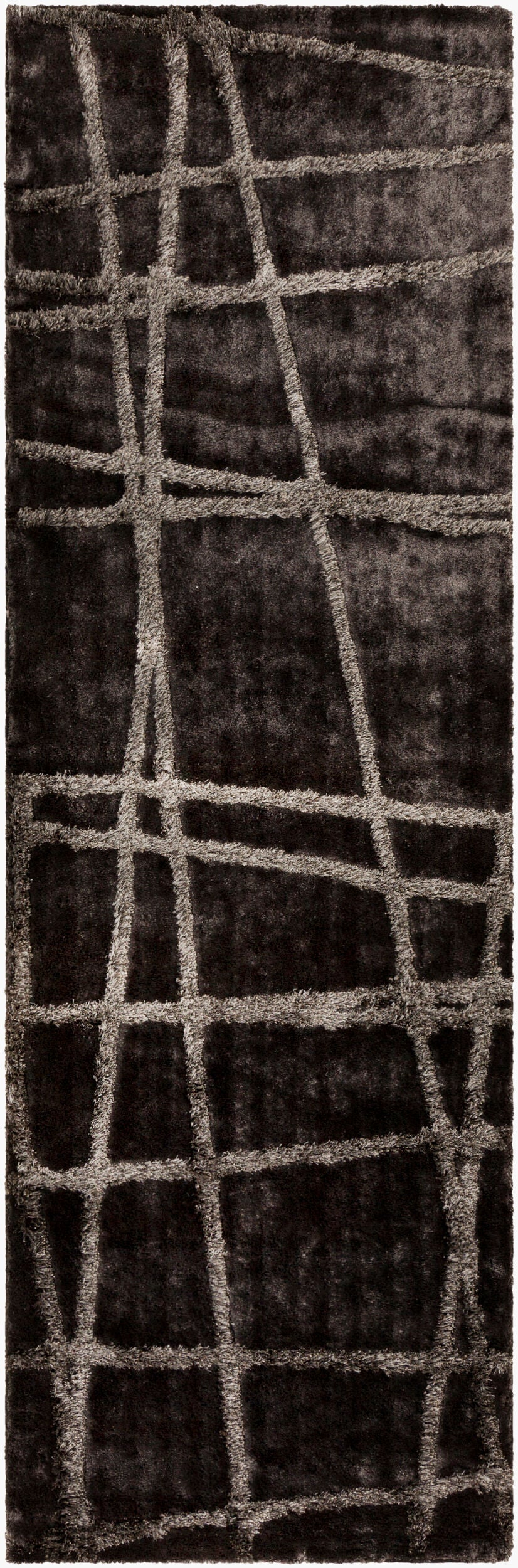 Surya Graph Grp-2001 Modern Handmade 2'6" X 8' Rug – Durable Polyester, Charming Design, Medium Pile Black Polyester Grp2001-268