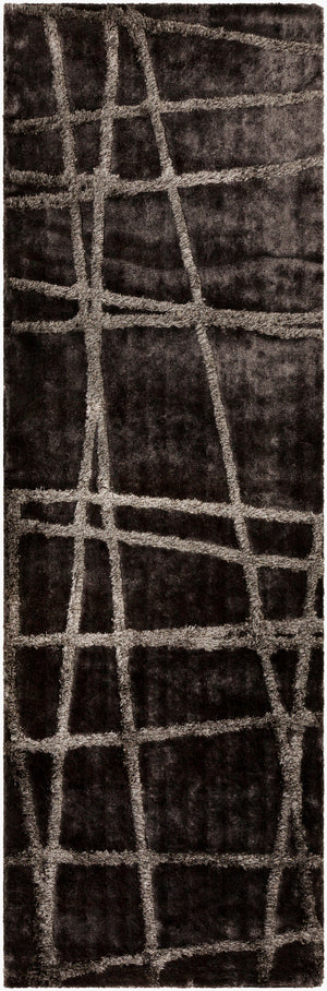 Surya Graph Grp-2001 Modern Handmade 2'6" X 8' Rug – Durable Polyester, Charming Design, Medium Pile Black Polyester Grp2001-268