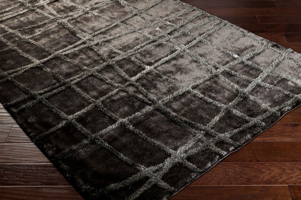 Surya Graph Grp-2001 Modern Handmade 2'6" X 8' Rug – Durable Polyester, Charming Design, Medium Pile Black Polyester Grp2001-58