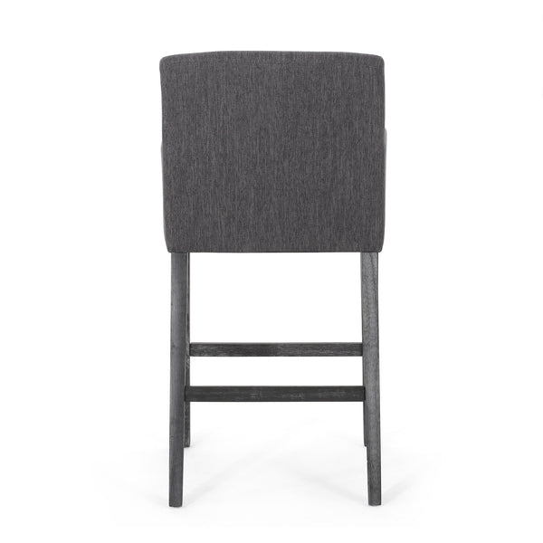 English Elm Upholstered Counter Stools Set of Two with Armrests Rubberwood Base Kitchen Island 71253.00CHAR-2